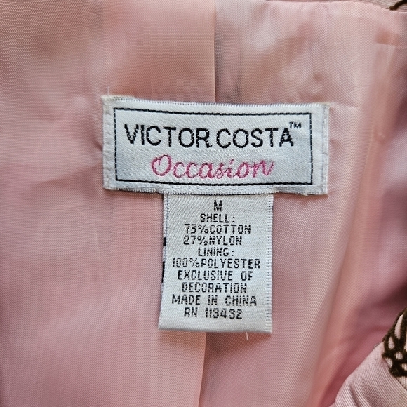 Victor Costa Occasions pink and brown jacket with embroidery look detail - Picture 3 of 12